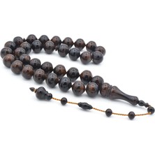 Murty99 Sistemli Sığırcık Kesim Iri Boy Koyu Kahverengi Toz Kehribar Tesbih