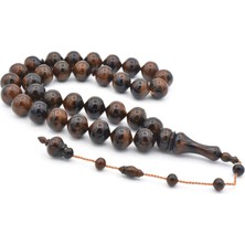 Murty99 Sistemli Sığırcık Kesim Iri Boy Kahverengi Toz Kehribar Tesbih