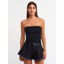 Dilvin 20659 Siyah Crop Top Kadın Spor Kullanıma Uygun %96 Pamuk 40 Beden