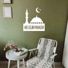 Emach Dizayn Hoşgeldin Ramazan Temalı Ahşap Duvar Dekorasyonu - Kolay Montaj- 36X33 cm