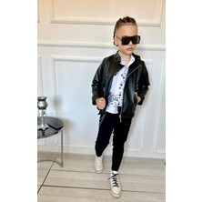 Modavals Erkek Çocuk 4 Parça Deri Ceket Kot Pantolon Kombin - 574283691