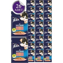 Felix Somonlu Yaş Kedi Maması 26 x 85 gr. Besleyici İçerik ile Lezzetli Mama Segmenti