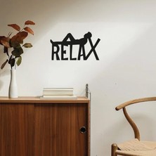 Emach Dizayn Relax Yazılı Ahşap Duvar Dekoru - 20X35 cm - Çift Taraflı Bant ile Kolay Montaj