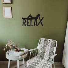 Emach Dizayn Relax Yazılı Ahşap Duvar Dekoru - 20X35 cm - Çift Taraflı Bant ile Kolay Montaj