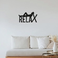 Emach Dizayn Relax Yazılı Ahşap Duvar Dekoru - 20X35 cm - Çift Taraflı Bant ile Kolay Montaj