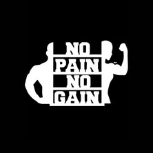 Emach Dizayn No Pain No Gain Fitness Inspirational Ahşap Duvar Dekoru - 3 mm Mdf - Kolay Montaj