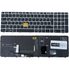 Notespare Hp ile Uyumlu Elitebook 819898-001, 819899-001, 819899-141 Klavye Işıklı Siyah Tr Gümüş Çerçeveli