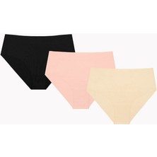 Intive Lingerie Nbb Lazer Kesim Yüksek Bel 3'lü Paket Külot (Bordo, Ten, Siyah, Pudra)