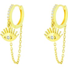 Shemora 925 Ayar Gümüş Zincir Detaylı Göz Motifli Küpe