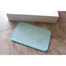 AY Home  Ayak Izli  Banyo Paspası Kaymaz Özel Tabanlı  Banyo Paspası Turkuaz Renk Makınada Yıkanabilinir  40 x 60CM Banyo Lavabo Paspas Dijital Baskılı Kapı Önü Paspası