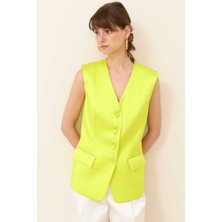 ROMAN Düğmeli Saten Yelek Sarı Y2417011_009