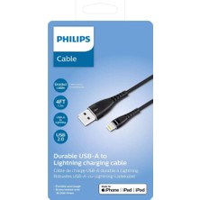 Philips Apple MFI Lisanslı UsbA to Lightning 1.2Metre Hızlı Data ve Şarj Kablosu Siyah DLC5204V/00