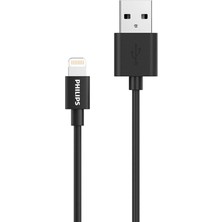 Philips Apple Mfi Lisanslı UsbA to Lightning Hızlı Şarj ve Data Kablosu 1.2m Siyah DLC3104V