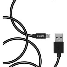 Philips Apple Mfi Lisanslı UsbA to Lightning Hızlı Şarj ve Data Kablosu 1.2m Siyah DLC3104V