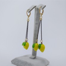 Hanecambaz Murano Cam Vintage Limon Küpe Sallantılı