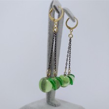 Hanecambaz Murano Cam Vintage Yeşil Elma Küpe Sallantılı