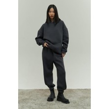 Yakamel Kadın Kalın Içi Pamuklu Oversize Eşofman Takımı