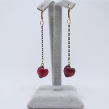 Hanecambaz Murano Cam Mini Kalp Küpe Sallantılı