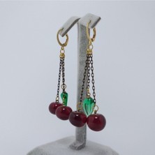 Hanecambaz Murano Cam Vintage Kiraz Küpe Sallantılı