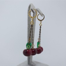 Hanecambaz Murano Cam Vintage Kiraz Küpe Sallantılı