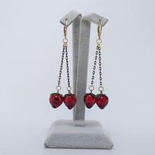 Hanecambaz Murano Cam Vintage Çilek Küpe Sallantılı