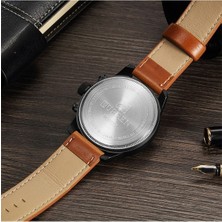 Curren M8225 Askeri Deri Quartz Erkek Kol Saati Siyah Kırmızı (Yurt Dışından)