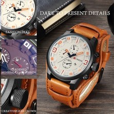 Curren M8225 Askeri Deri Quartz Erkek Kol Saati Siyah Kırmızı (Yurt Dışından)