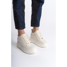 She Kadın Içten Gizli Topuklu Ten Krem Spor Ayakkabı Sneaker