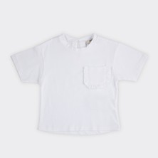 Panço Kız Bebek Cebi Fırfır Detaylı T-Shirt