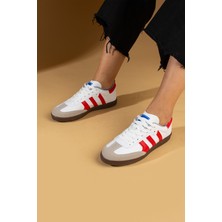 Pembe Potin Bağcıklı Comfort Taban 3 Şeritli Kadın Sneaker 001-1009-24BEYAZKIRMIZI