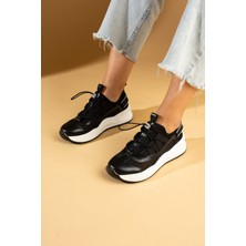 Pembe Potin Yüksek Taban Lastik Bağcıklı Kadın Sneaker 36-728-24