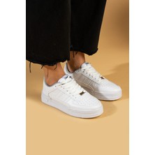 Pembe Potin Bağcıklı Comfort Taban Şeritli Kadın Sneaker 001-1005-24