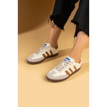 Pembe Potin Bağcıklı Comfort Taban 3 Şeritli Kadın Sneaker 001-1009-24BEJKAHVE