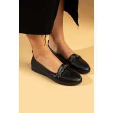 Pembe Potin Yuvarlak Burun Taşlı Kaymaz Taban Kadın Babet 001-130-24