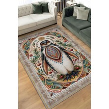 Homshtag Nuh'un Gemisi Koleksiyonu Penguen Çiçek Temalı Vintage Renkli Maksimalist Halı