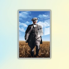 Gaagart Metal Çerçeveli Temperli Cam Tablo Başak Tarlasında Atatürk
