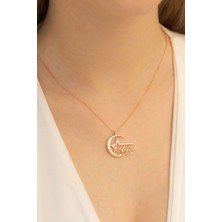 Osmanlı Gümüş Zirkon Taşlı Rose Kemal Atatürk Imzalı Ay Yıldız Kadın Gümüş Kolye Gklayyldzm4-Ros