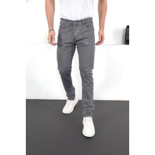 Enzim Jeans Erkek Slim Fit Jeans Likralı Denim Pantolon Gri Renkli Modern Tasarım