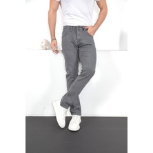 Enzim Jeans Erkek Likralı Denim Regular Fit Jeans Gri Desenli Dar Paça Konforlu Model