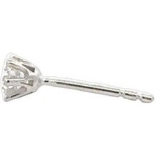 Altınöz Mücevherat Pırlanta Taşlı Dört Tırnaklı Montür Tek Taş Tek Beyaz Altın Küpe