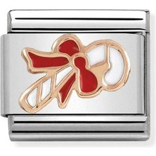 Nomination Composable Classic Dekoratif Link - Kabartma - Şeker - (04 Candy Cane) 9k Rose Altın