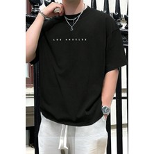 Oksit Los Angeles Ön Baskılı Bisiklet Yaka Erkek Tshirt