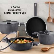 Lines L-5090 Indüksiyon Taban Bioseramik Kristal 7 Parça Tencere Seti