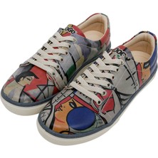 Kadın Vegan Deri Gri Sneakers - Cubic Faces Tasarım