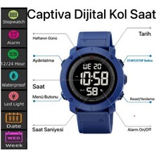 Captiva 30 mt Suya Dayanıklı Digital Alarm-Kronometre-Led Işık Spor Kasa Çoçuk Kol Saati CPT.X002