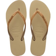 Havaianas Kadın Bej Slim Glitter II Parmak Arası Terlik Yaz Ayları İçin Rahat Tasarım 4146975-9177