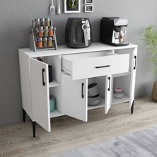 Tanmob MDL0301 Alt Çok Amaçlı Dolap 4 Kapaklı Çekmeceli Mutfak Dolabı Beyaz
