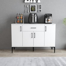 Tanmob MDL0301 Alt Çok Amaçlı Dolap 4 Kapaklı Çekmeceli Mutfak Dolabı Beyaz