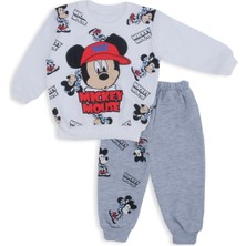 Bebelop Erkek Bebek Mickey Mouse Baskılı Şapkalı Alt Üst 2'li Takım