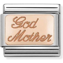 Nomination Composable Classic Dekoratif Link - Gravür Yazılar - God Mother -  9k Rose Altın